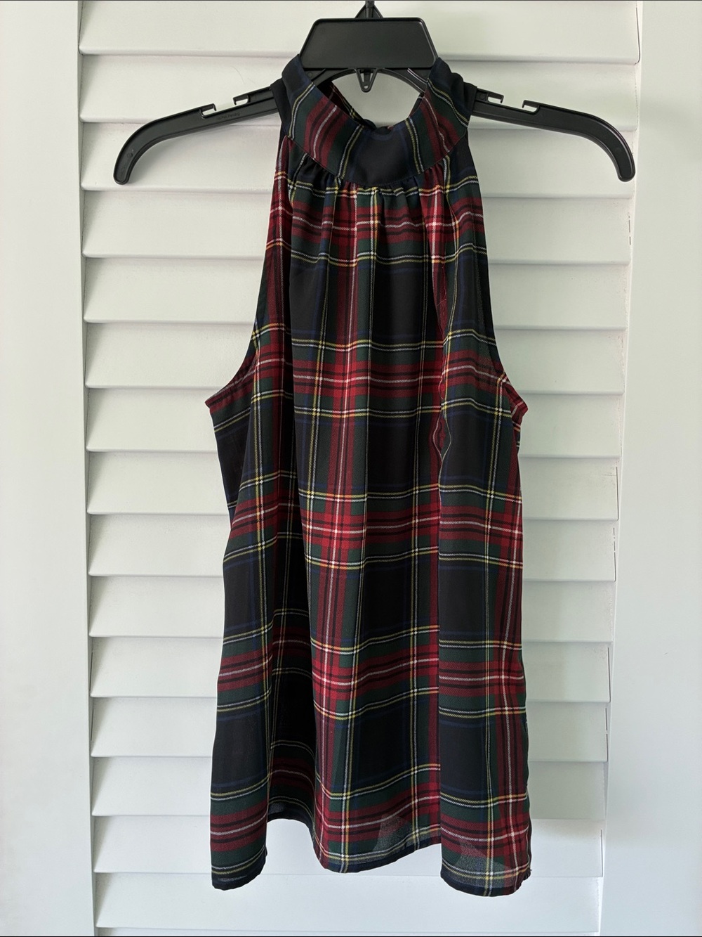 J. Crew Plaid Halter Cami in Red and Black